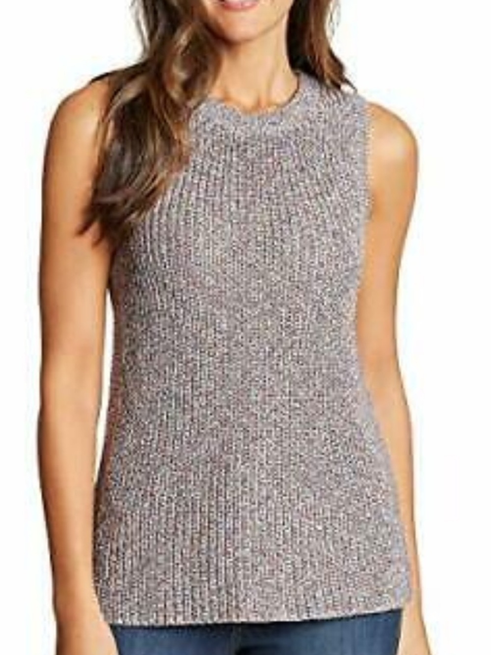 Sleeveless speckled sweater Knit Tank Top in Heather Gray!! XL